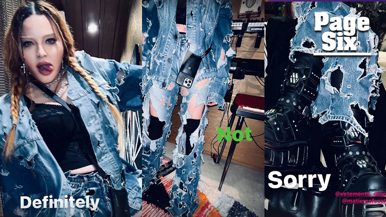 Madonna rocks completely destroyed denim after Grammys 2023 appearance drama