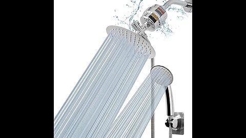 NearMoon Filtered Shower Head , High Pressure 8″Round Rain Shower Head and 5 settings Handheld...