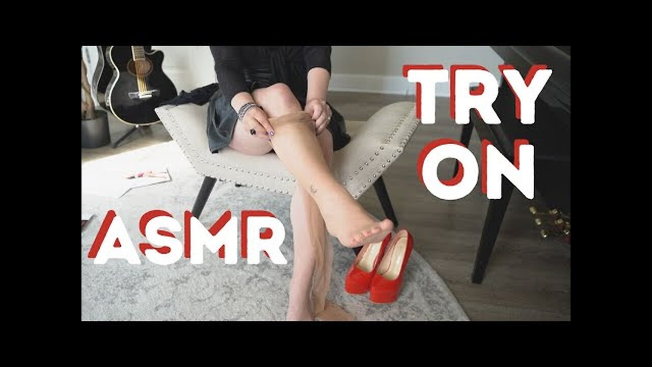 ASMR No Talking _ Ultra Sheer Pantyhose Try On Haul with Stiletto High Heel Pumps