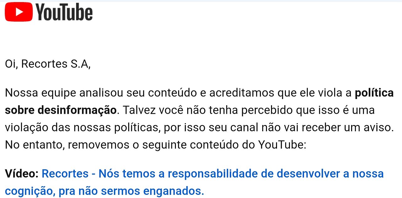 Recortes - Nós temos a responsabilidade de desenvolver a nossa cognição, pra não sermos enganados.