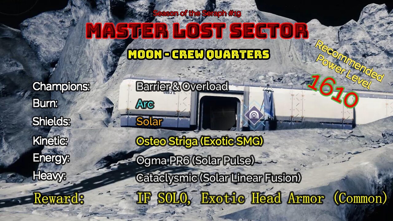 Destiny 2 Master Lost Sector: Moon - K1 Crew Quarters on my Hunter 1-31-23