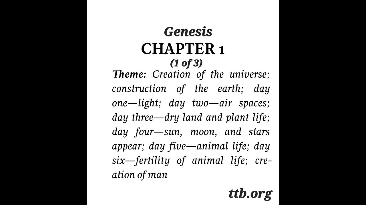 Genesis Chapter 1 (Bible Study) (1 of 3)