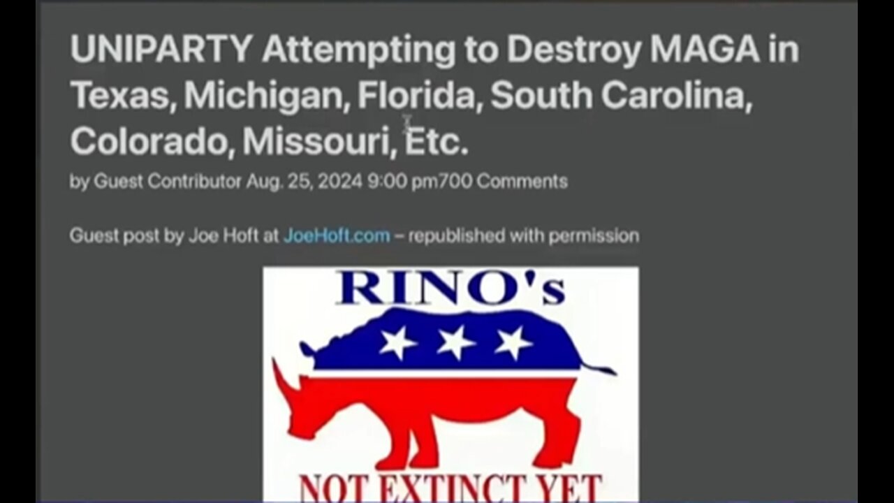 Uniparty Attempting to Destroy MAGA in Florida, TX, MI, SC, CO, MO, Etc.