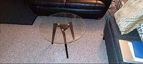 Round Tempered Glass End Table, Round Mid Century Coffee Table, Minimalist Small Coffee Table f...