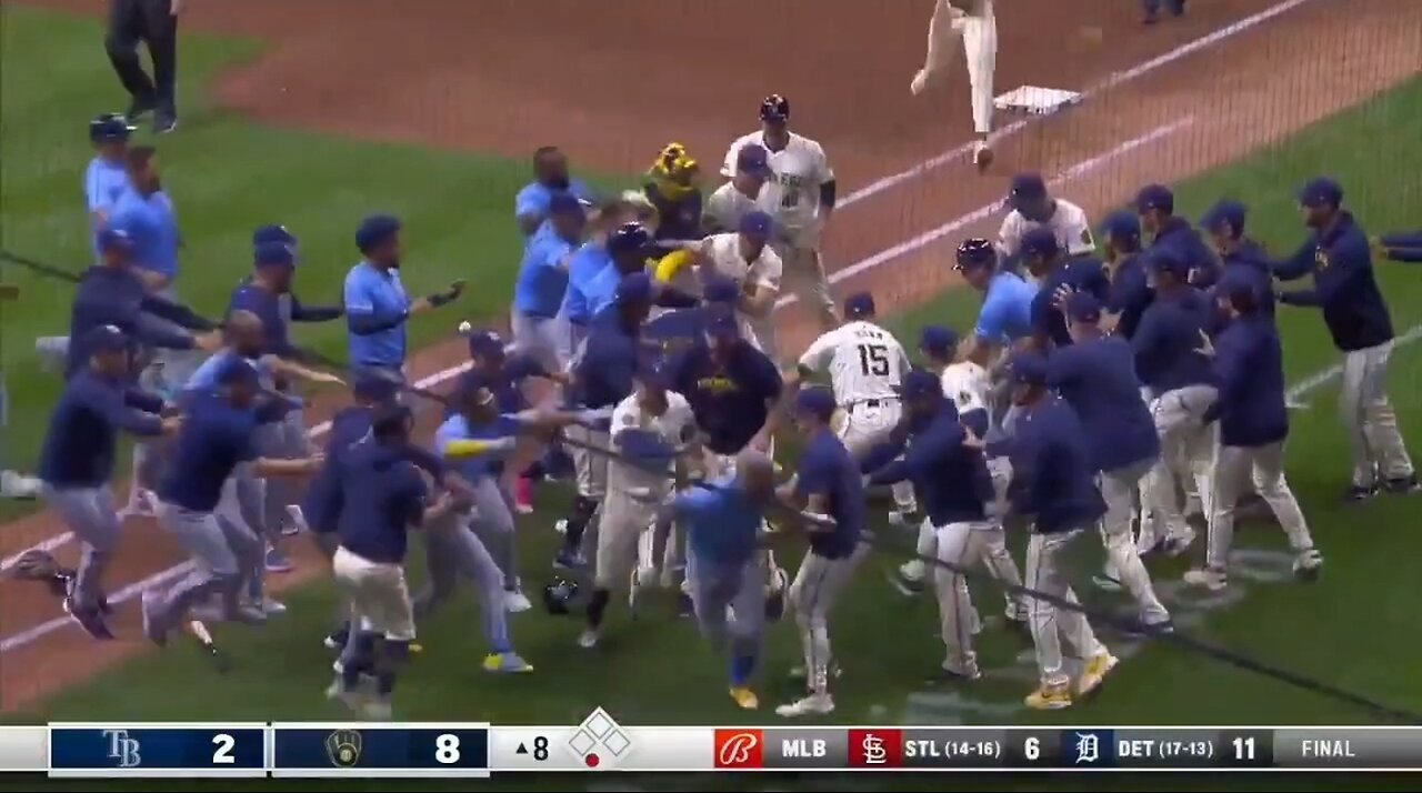 Bench Clearing Brawl At Brewers Rays Game