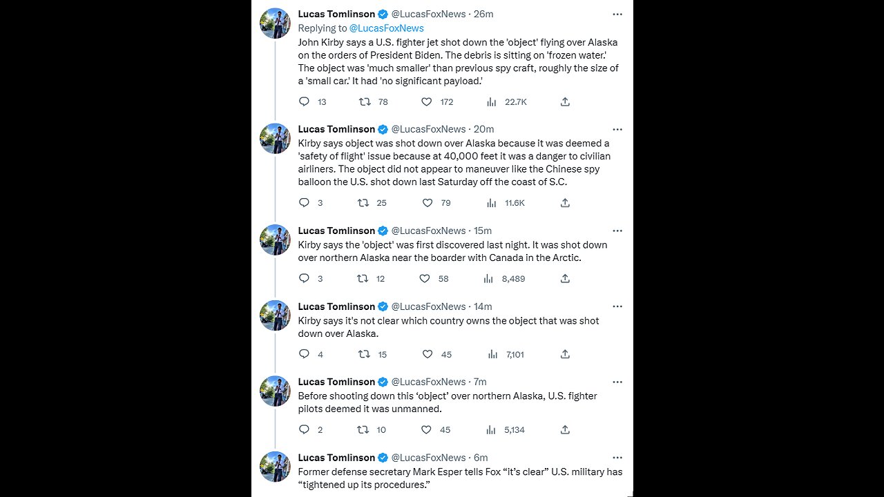 US Fighter Jet takes out object over Atlantic in last hour. 2-10-23