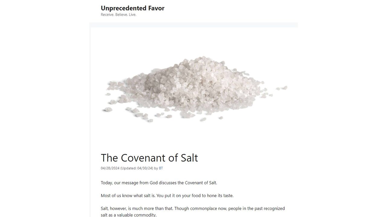 Covenant of Salt - Part One