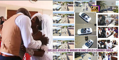 Mariage avec parade nuptiale et vue aérienne de l'église Cathédrale du Cœur-Immaculé de Marie