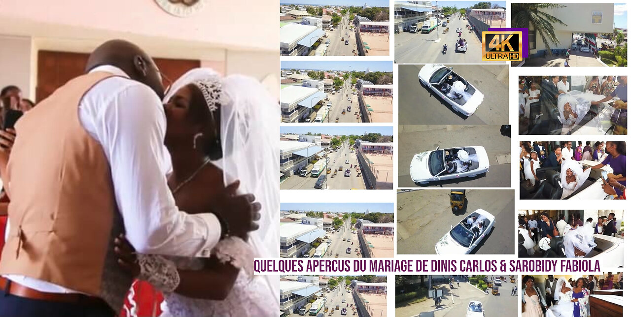 Mariage avec parade nuptiale et vue aérienne de l'église Cathédrale du Cœur-Immaculé de Marie