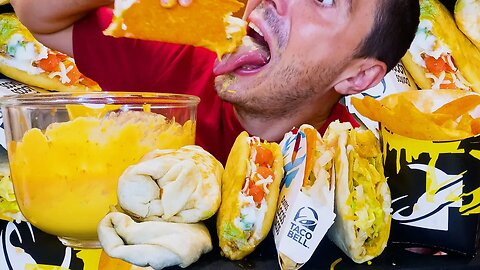 TACO BELL CHEESE SAUCE FEAST ! BURRITOS, TACOS, CHALUPAS * ASMR NO TALKING * | NOMNOMSAMMIEBOY