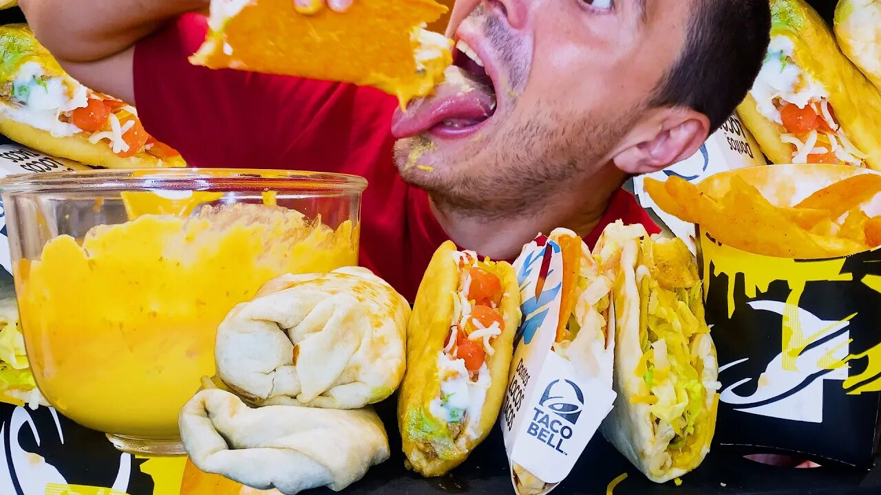 TACO BELL CHEESE SAUCE FEAST ! BURRITOS, TACOS, CHALUPAS * ASMR NO TALKING * | NOMNOMSAMMIEBOY