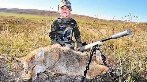 Watch the youngest kid ever kill a coyote on camera!!!! Unbelievable!!!