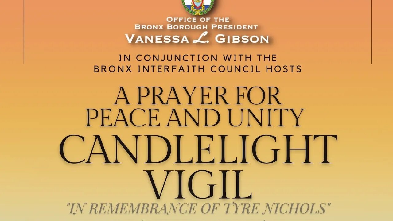 A prayer for peace& unity candlelight vigil in Remembrance of #tyrenichols Bronx Borough Hall 2/1/23