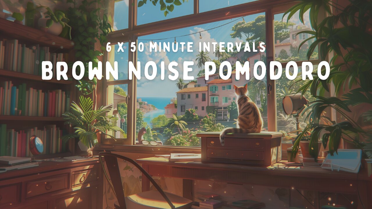 6 Hour Pomodoro | 50 Minute Intervals | with BROWN NOISE for ADHD Focus 🎧✨