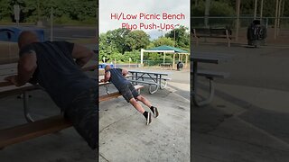 Hi/Low Picnic Bench Plyo Push-ups #masterphil #fitness #bodybellmethod