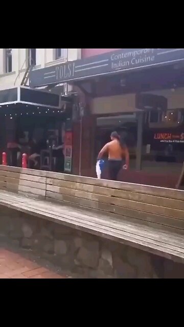 FAFO: Man walking tough gets a two piece before his trip to La La Land.