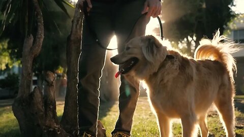 A dog and its owner at a park