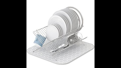 Simple Houseware Plate Drying Rack with Drainboard, Chrome