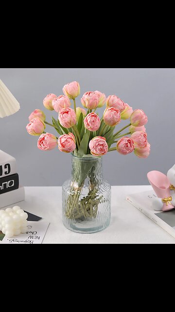 SALE!! 7Pcs/Bouquet Artificial Flower Silk Tulip Baked Fake Plant
