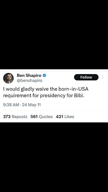 So Ben Shapiro Tweeted Wanting Netanyahu For US President