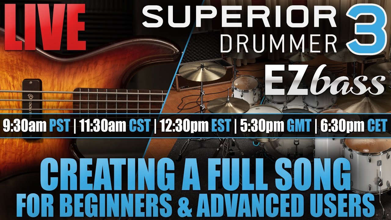 Toontrack's Superior Drummer 3 and EZBass | live stream | May 4th 2024 | full song from scratch