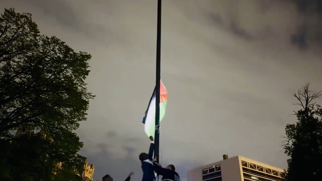 Police Rip Down 'Palestinian' Flag And Proudly Raise American One In Lib-Triggering Scene