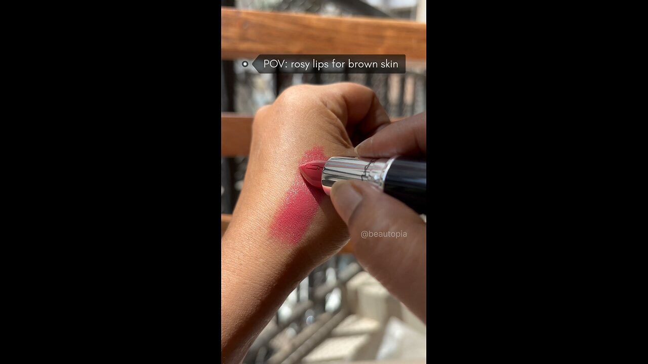 Rosy lips for brown skin M.A.C Lustreglass Lipstick See Sheer 520 #maclipstick #swatches #beautopia