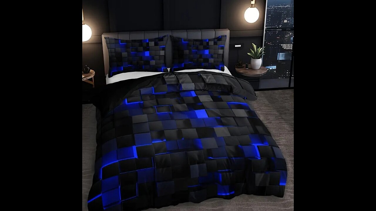 Grid Print Bedding Set, Soft Comfortable Duvet Cover, For Bedroom, Guest Room