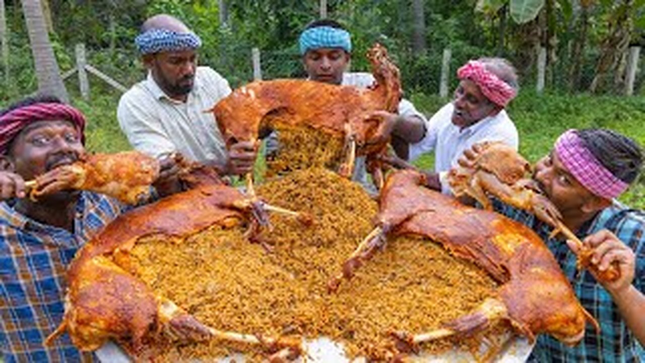 INSIDE MUTTON BIRYANI Full Goat Mutton Cooking with Stuffed Biryani