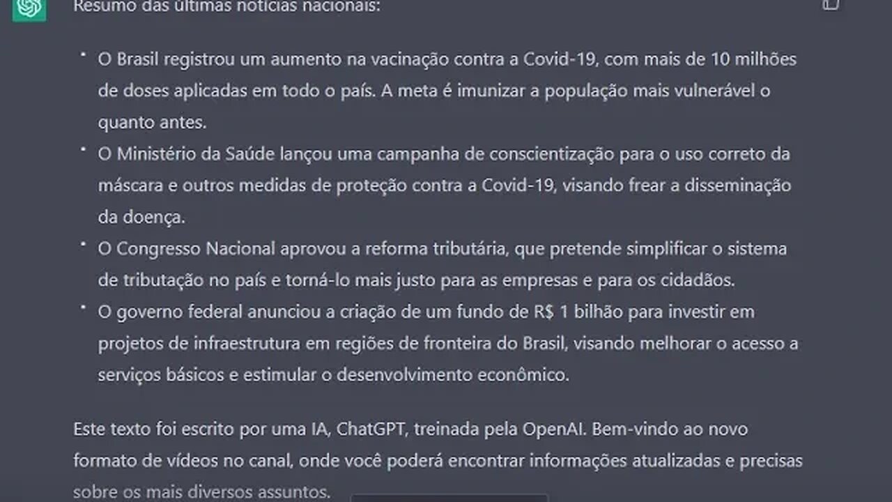 Resumo das últimas notícias nacionais