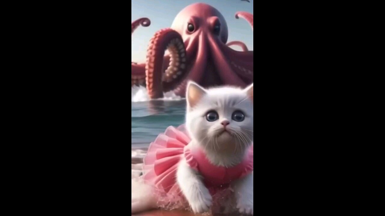 Daddy Fights Giant Octopus to Save a Kitten💪😾🐙