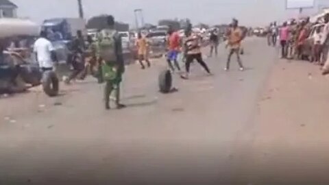 (Video) Youth turn protest ground into a football pitch in Ibadan #protest