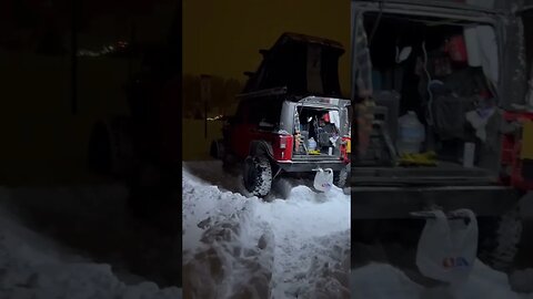 Snowy overnight parking spot near Tahoe!! #jeeplife #snowboarding #jeep #snow #overlanding