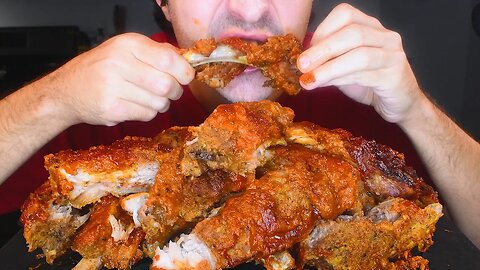 BABY BACK RIBS + KOREAN BBQ SAUCE * MESSY ASMR NO TALKING * | NOMNOMSAMMIEBOY