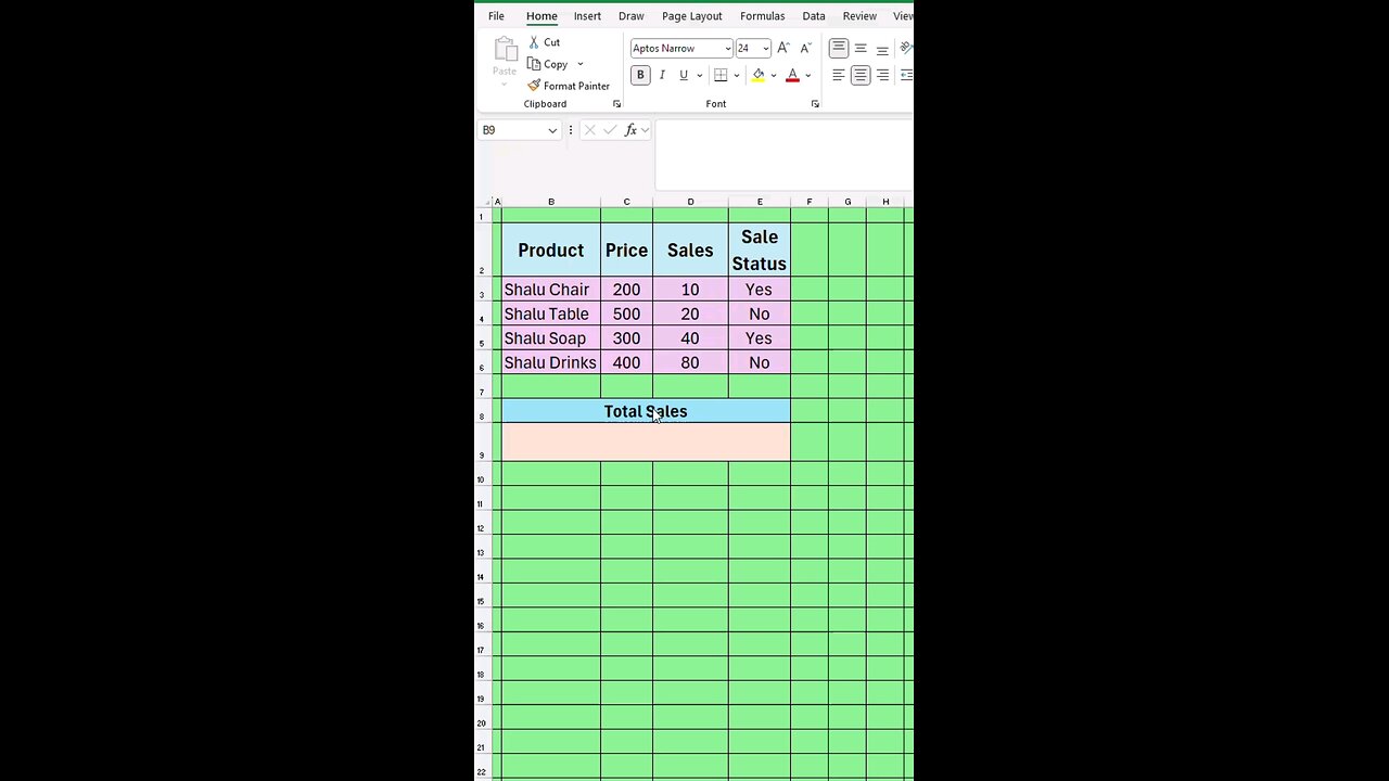 SUMIF for Conditional Total Sales in Excel | Excel Interview Question #ExcelTips #ExcelFormulas