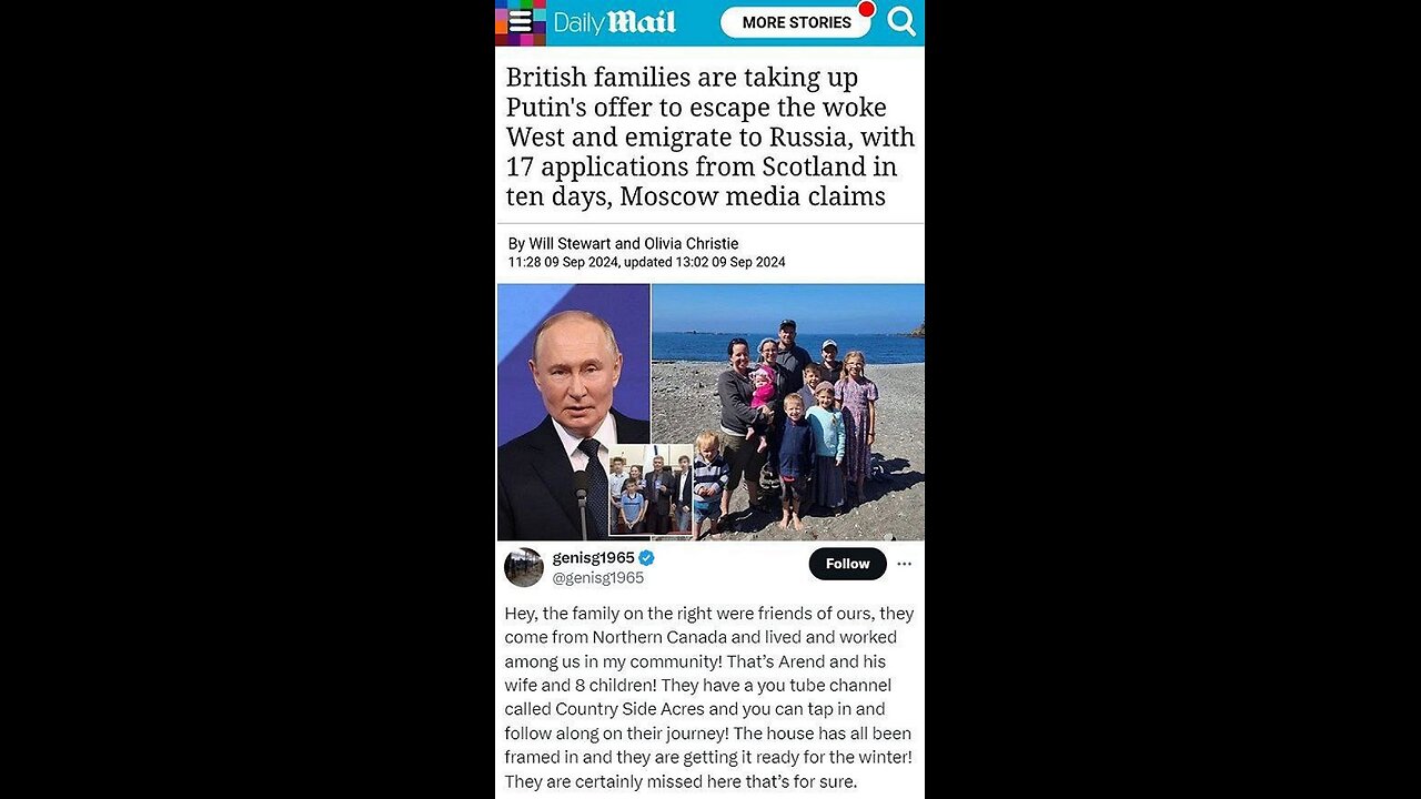 British The Daily Mail writes that people heard Putin's invitation to flee the West with,