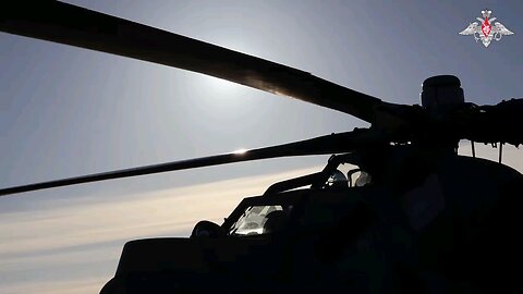 Footage of combat work of Mil Mi-28NM attack helicopters of the Russian Aerospace Forces in the