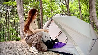 Solo camping in the Forest Relaxing natural sounds best overnight under the tarp