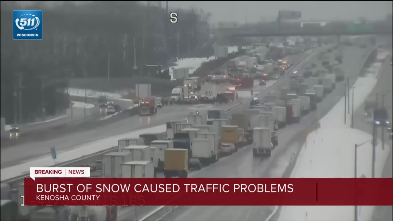 Kenosha County pileup: Burst of snow causes traffic problems