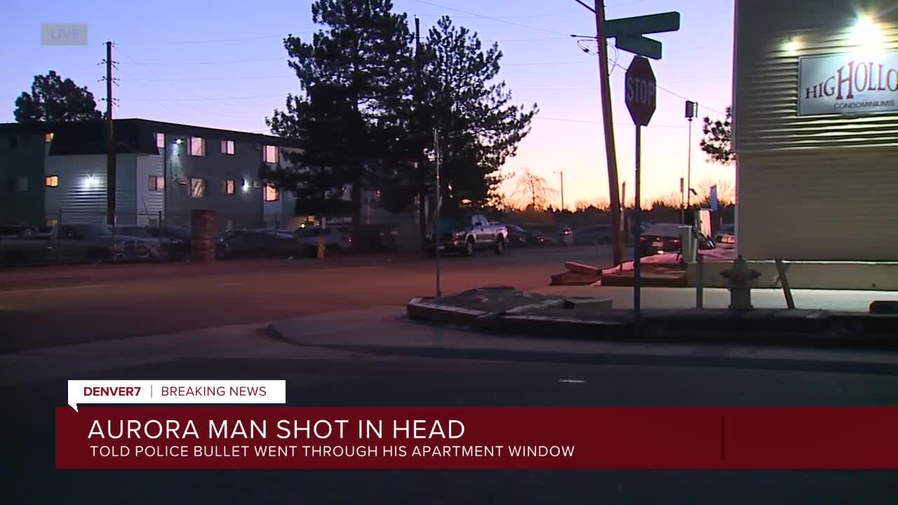 Aurora man calls 911 to report bullet entered his apartment, striking him in head
