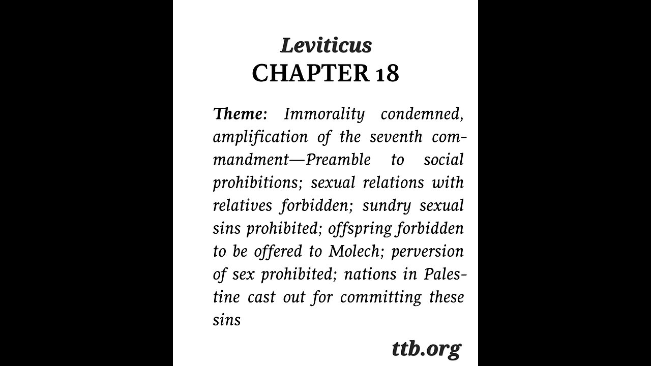 Leviticus Chapter 18 (Bible Study)