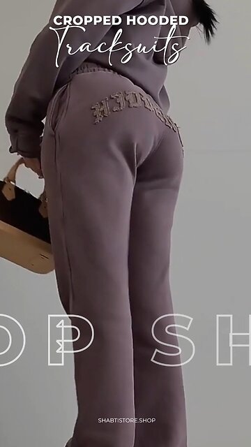 2 Piece in-Lettered Cropped Hoody Sweatshirt With Loose Drawstring Joggers❤️‍🔥