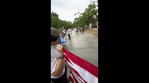 "F JOE BIDEN!" chants unite Frat Bros & Pro Palestine protestors in unison.
