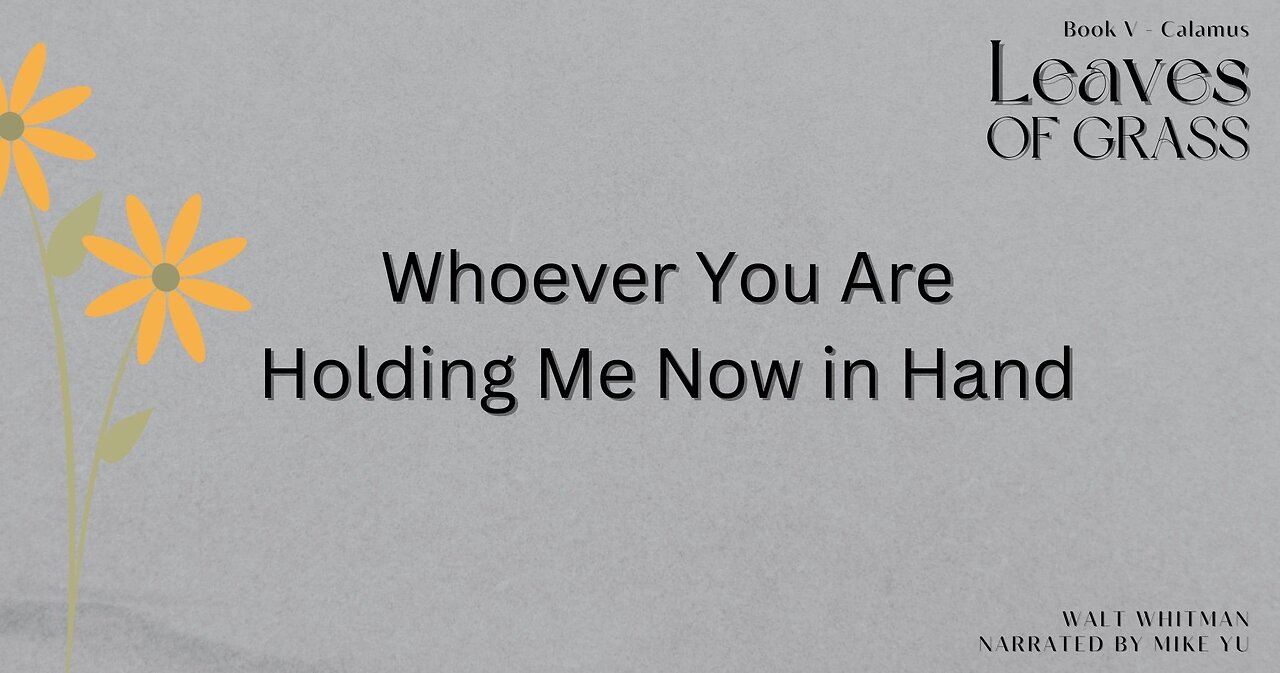 Leaves of Grass - Book 5 - Whoever You Are Holding Me Now in Hand- Walt Whitman