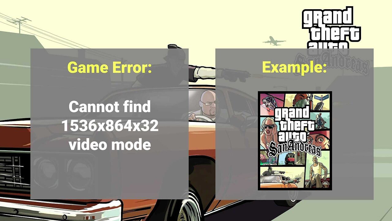 How to fix: Cannot find 1536x864x32 video mode GTA SA