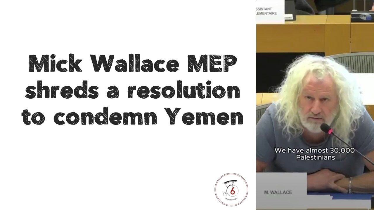 Mick Wallace MEP shreds a resolution to condemn Yemen.