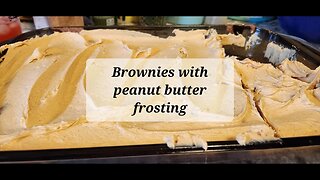 Brownies with homemade peanut butter frosting #brownies