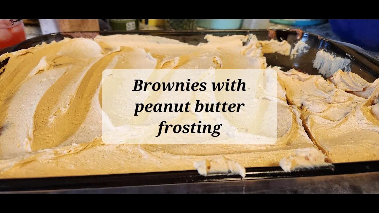 Brownies with homemade peanut butter frosting #brownies