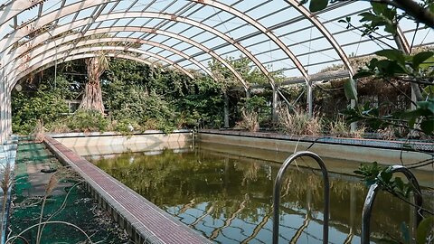 Abandoned Hotel Resort With Massive Swimming Pool