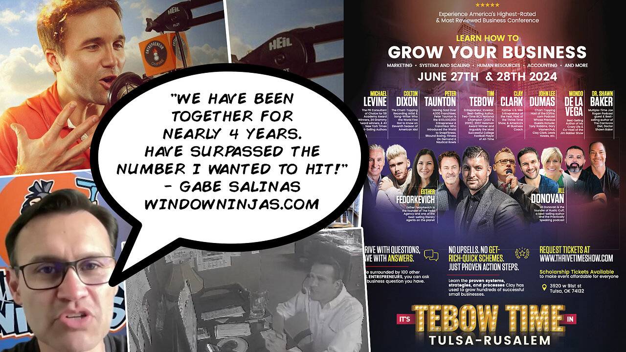 Business Podcasts | How to Increase Your Sales Conversion By 500% + 6 Sales Moves to Increase Your Sales Conversion + Tim Tebow Joins June 27-28 Business Workshop (37 TIX Remaining) + WindowNinjas.com Success Story